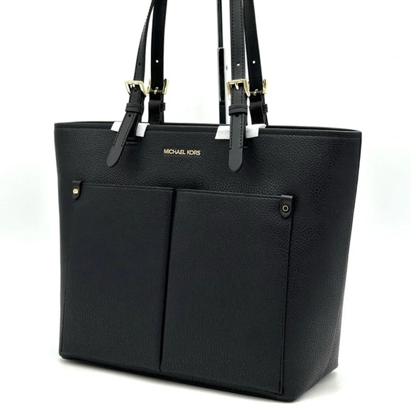 Michael Kors Jet Set Medium Pocket Tote Bag Black - Picture 1 of 10